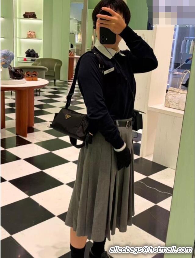 Best Quality Prada Explore Small Re-Nylon and Leather Shoulder Bag 1BH232 Black 2026