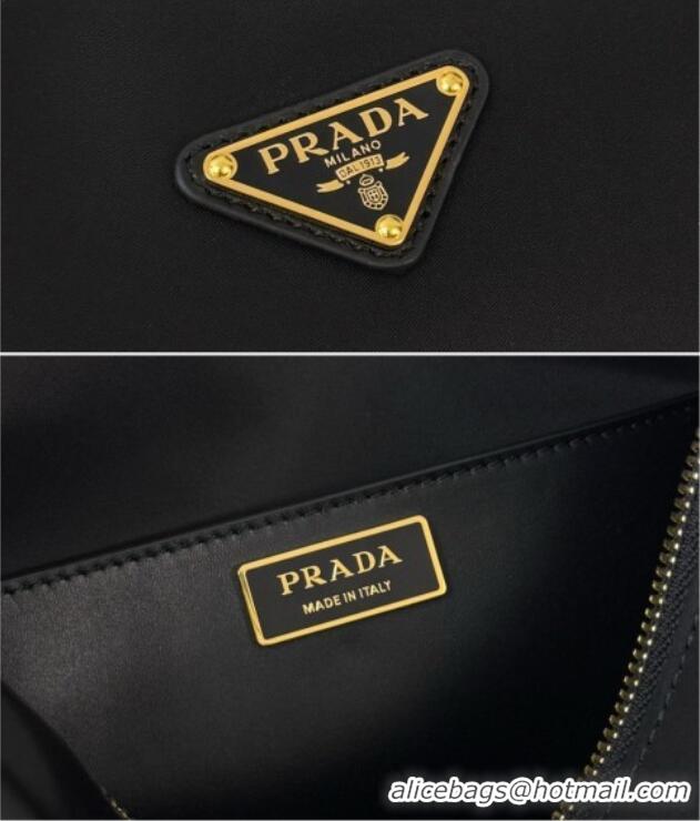 Best Quality Prada Explore Small Re-Nylon and Leather Shoulder Bag 1BH232 Black 2026