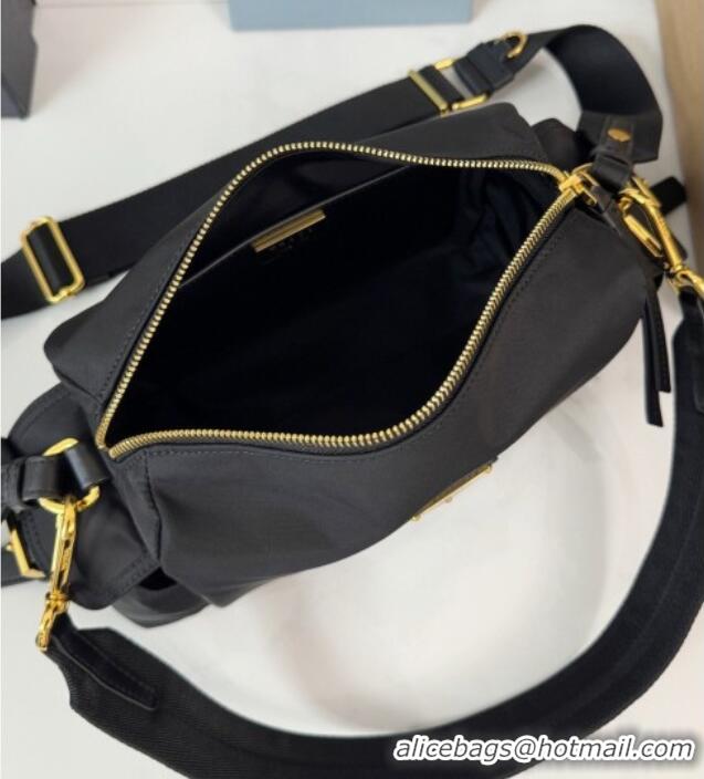 Best Quality Prada Explore Small Re-Nylon and Leather Shoulder Bag 1BH232 Black 2026