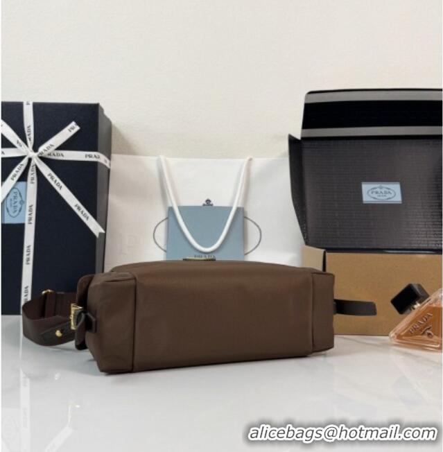 Big Discount Prada Explore Small Re-Nylon and Leather Shoulder Bag 1BH232 Burnt Brown 2026