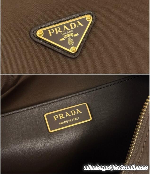 Big Discount Prada Explore Small Re-Nylon and Leather Shoulder Bag 1BH232 Burnt Brown 2026