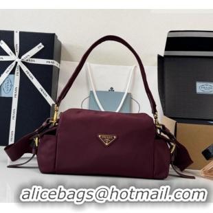 Promotional Prada Explore Small Re-Nylon and Leather Shoulder Bag 1BH232 Burgundy 2026