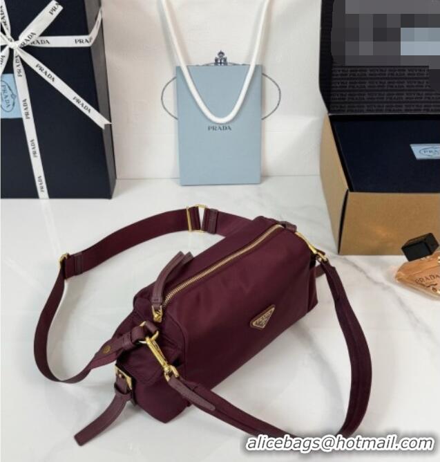 Promotional Prada Explore Small Re-Nylon and Leather Shoulder Bag 1BH232 Burgundy 2026