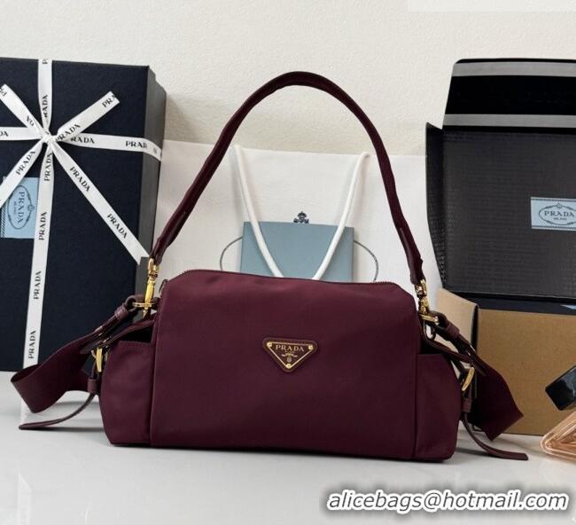 Promotional Prada Explore Small Re-Nylon and Leather Shoulder Bag 1BH232 Burgundy 2026