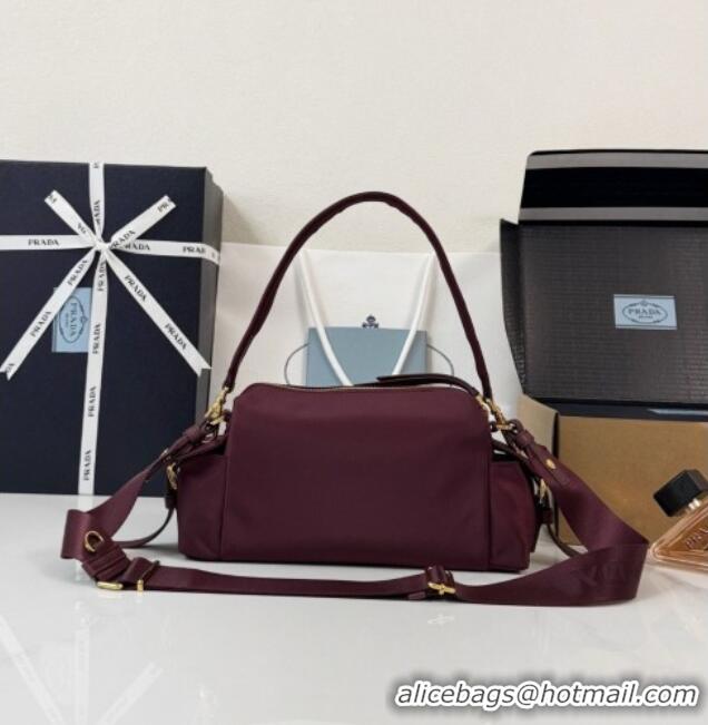 Promotional Prada Explore Small Re-Nylon and Leather Shoulder Bag 1BH232 Burgundy 2026