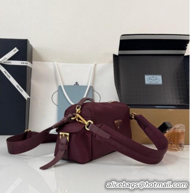 Promotional Prada Explore Small Re-Nylon and Leather Shoulder Bag 1BH232 Burgundy 2026