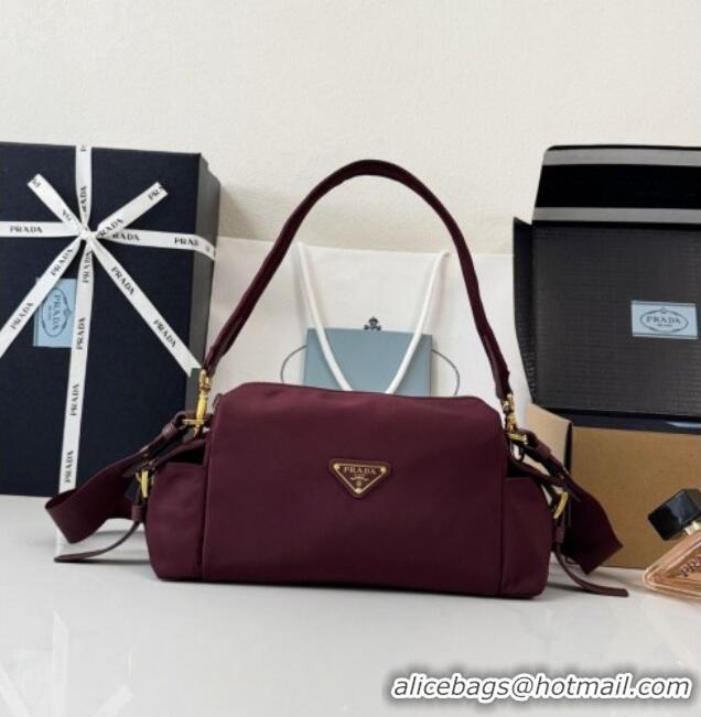 Promotional Prada Explore Small Re-Nylon and Leather Shoulder Bag 1BH232 Burgundy 2026