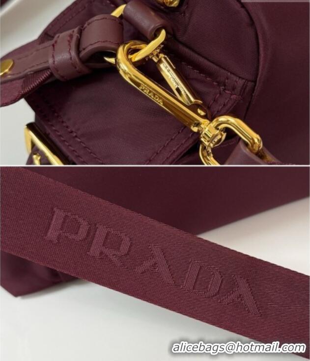 Promotional Prada Explore Small Re-Nylon and Leather Shoulder Bag 1BH232 Burgundy 2026