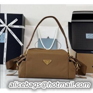 Best Price Prada Explore Small Re-Nylon and Leather Shoulder Bag 1BH232 Brown 2026