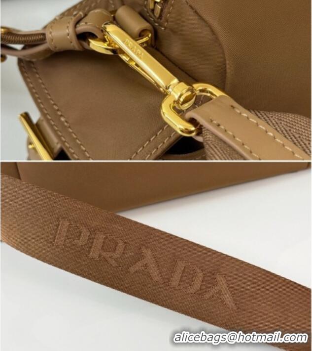 Best Price Prada Explore Small Re-Nylon and Leather Shoulder Bag 1BH232 Brown 2026