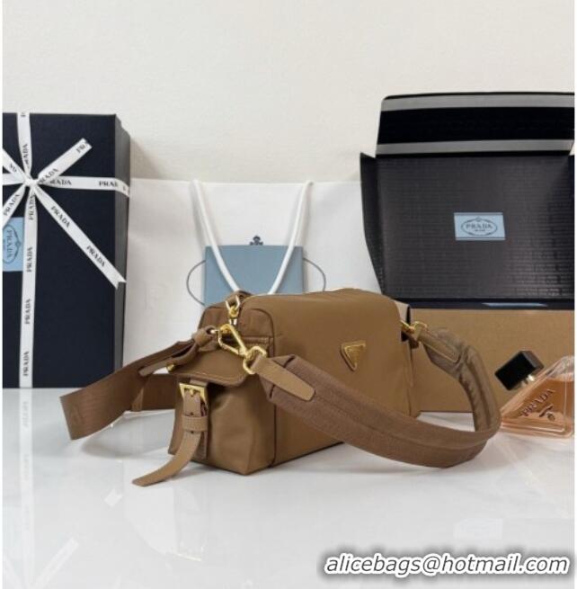 Best Price Prada Explore Small Re-Nylon and Leather Shoulder Bag 1BH232 Brown 2026