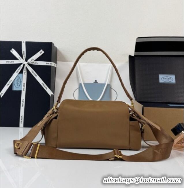 Best Price Prada Explore Small Re-Nylon and Leather Shoulder Bag 1BH232 Brown 2026