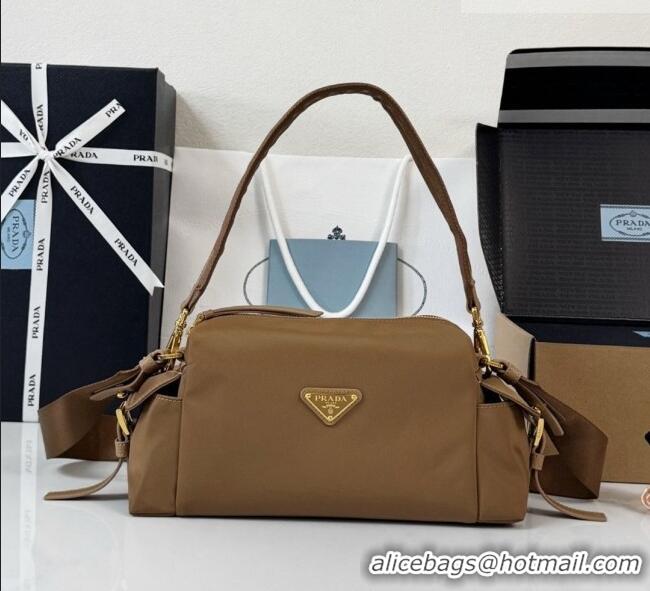 Best Price Prada Explore Small Re-Nylon and Leather Shoulder Bag 1BH232 Brown 2026