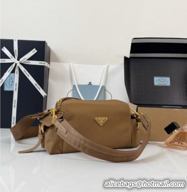 Best Price Prada Explore Small Re-Nylon and Leather Shoulder Bag 1BH232 Brown 2026