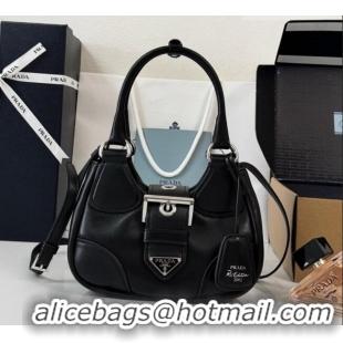 Well Crafted Prada Lambskin Leather Mini Moon Bag 1BA381 Black 2026
