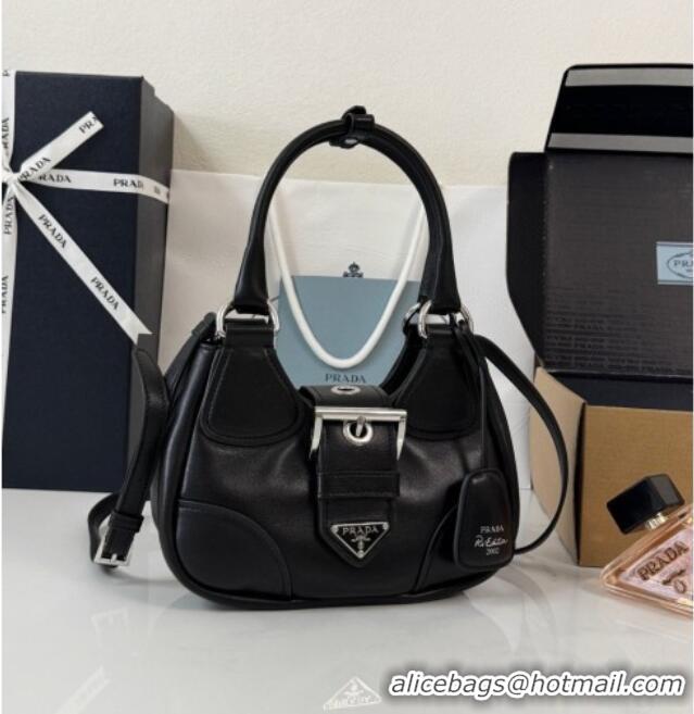 Well Crafted Prada Lambskin Leather Mini Moon Bag 1BA381 Black 2026