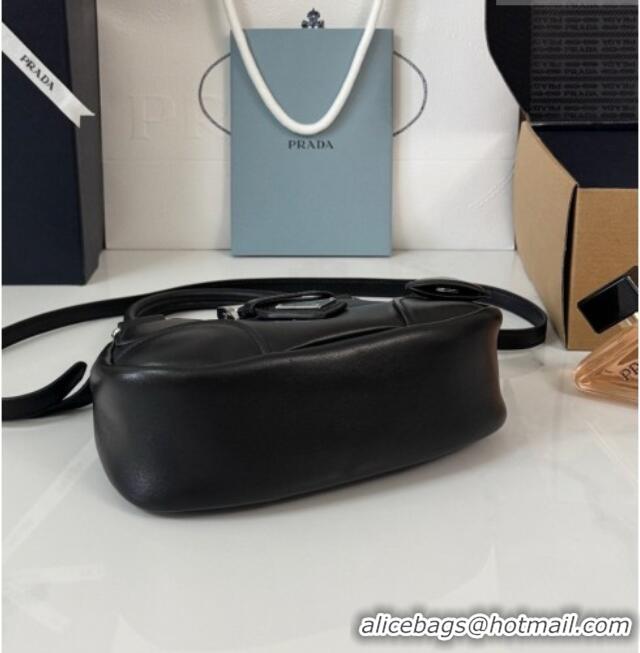 Well Crafted Prada Lambskin Leather Mini Moon Bag 1BA381 Black 2026