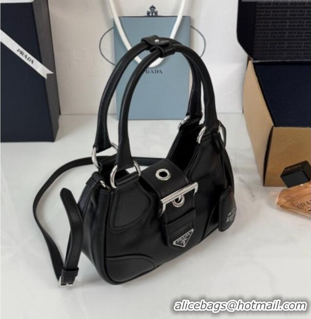 Well Crafted Prada Lambskin Leather Mini Moon Bag 1BA381 Black 2026