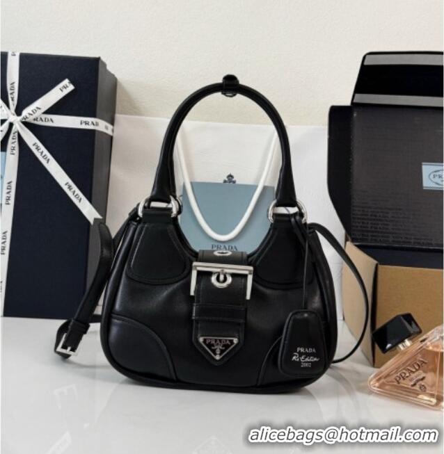 Well Crafted Prada Lambskin Leather Mini Moon Bag 1BA381 Black 2026