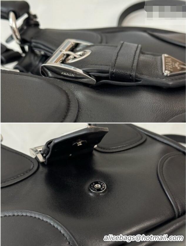 Well Crafted Prada Lambskin Leather Mini Moon Bag 1BA381 Black 2026