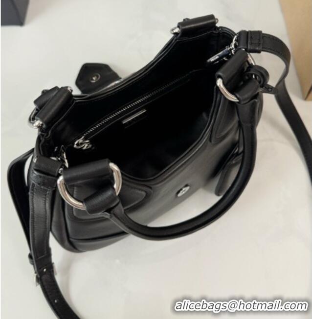 Well Crafted Prada Lambskin Leather Mini Moon Bag 1BA381 Black 2026