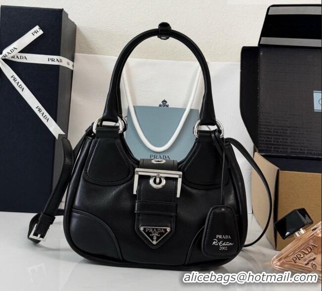 Well Crafted Prada Lambskin Leather Mini Moon Bag 1BA381 Black 2026