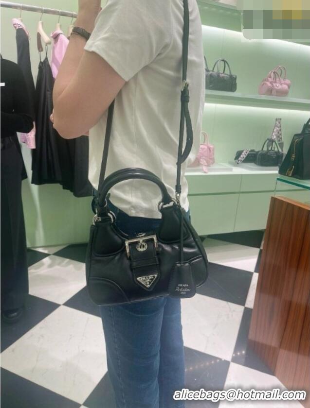 Well Crafted Prada Lambskin Leather Mini Moon Bag 1BA381 Black 2026