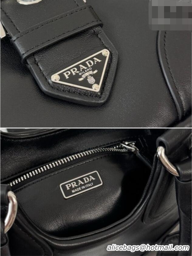 Well Crafted Prada Lambskin Leather Mini Moon Bag 1BA381 Black 2026