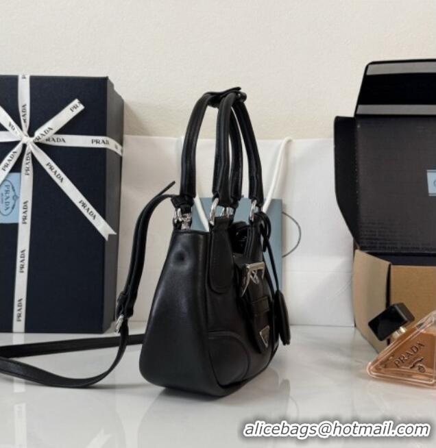 Well Crafted Prada Lambskin Leather Mini Moon Bag 1BA381 Black 2026