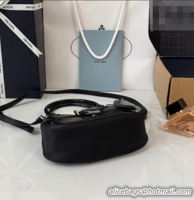 Top Design Prada Re-Nylon and Shiny Leather Mini Moon Bag 1BA381 Black 2026