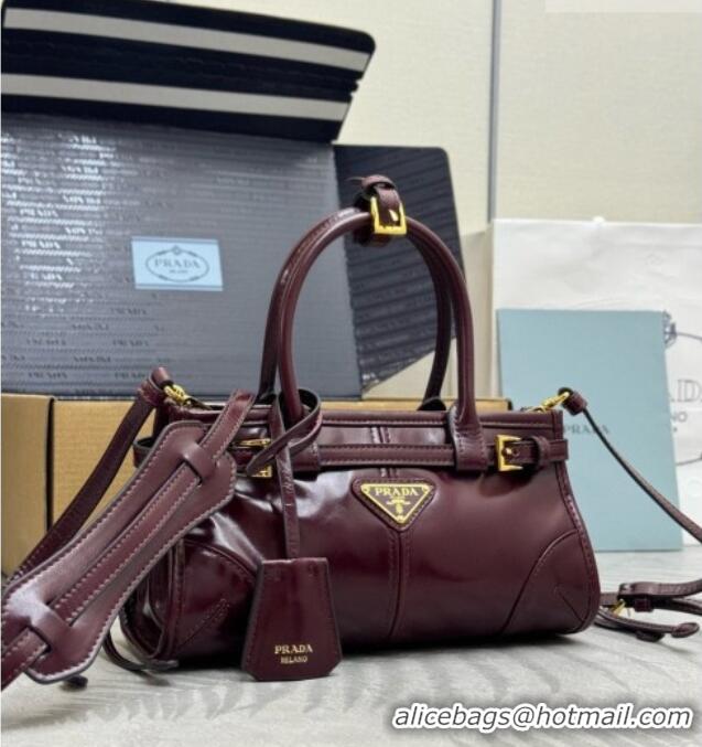 New Design Prada Bonnie Mini Leather Handbag 1BA486 Burgundy 2026