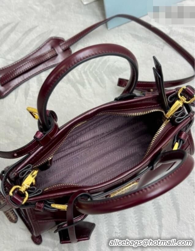 New Design Prada Bonnie Mini Leather Handbag 1BA486 Burgundy 2026