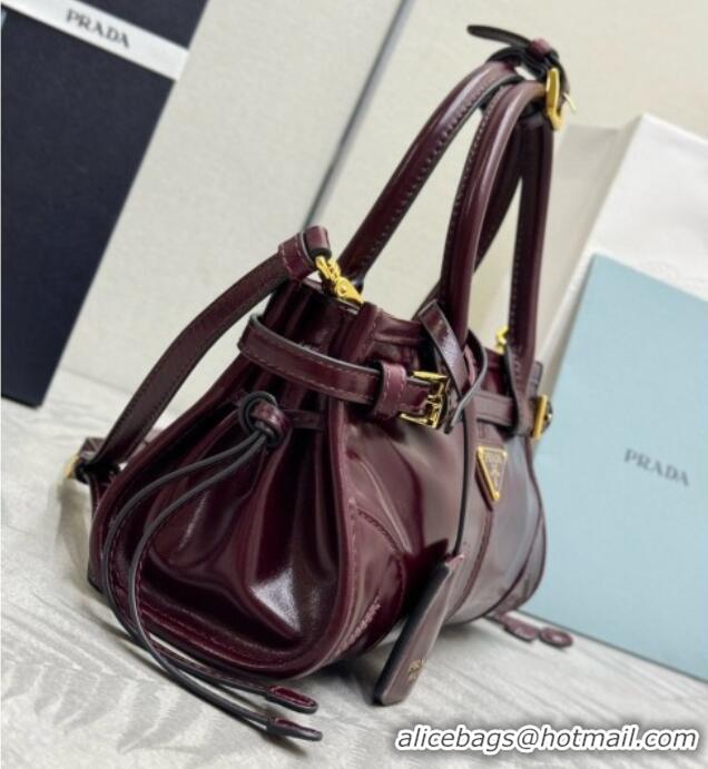 New Design Prada Bonnie Mini Leather Handbag 1BA486 Burgundy 2026