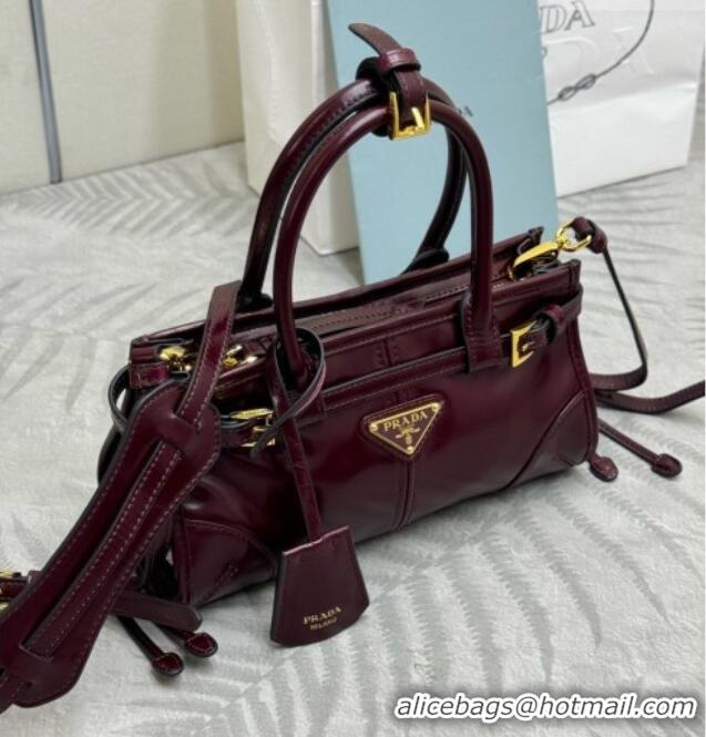 New Design Prada Bonnie Mini Leather Handbag 1BA486 Burgundy 2026