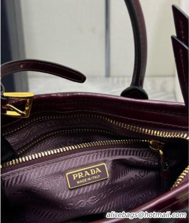 New Design Prada Bonnie Mini Leather Handbag 1BA486 Burgundy 2026