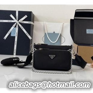 Luxury Cheap Prada Re-Nylon and Saffiano Leather Mini Shoulder Bag 1BH230 Black 2026