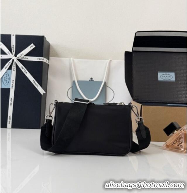 Luxury Cheap Prada Re-Nylon and Saffiano Leather Mini Shoulder Bag 1BH230 Black 2026
