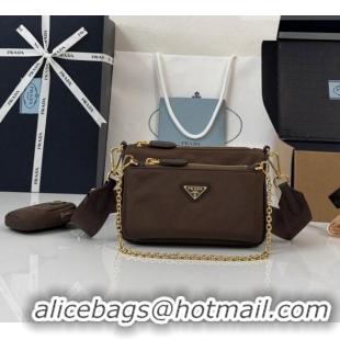 Top Grade Prada Re-Nylon and Saffiano Leather Mini Shoulder Bag 1BH230 Burnt Brown 2026