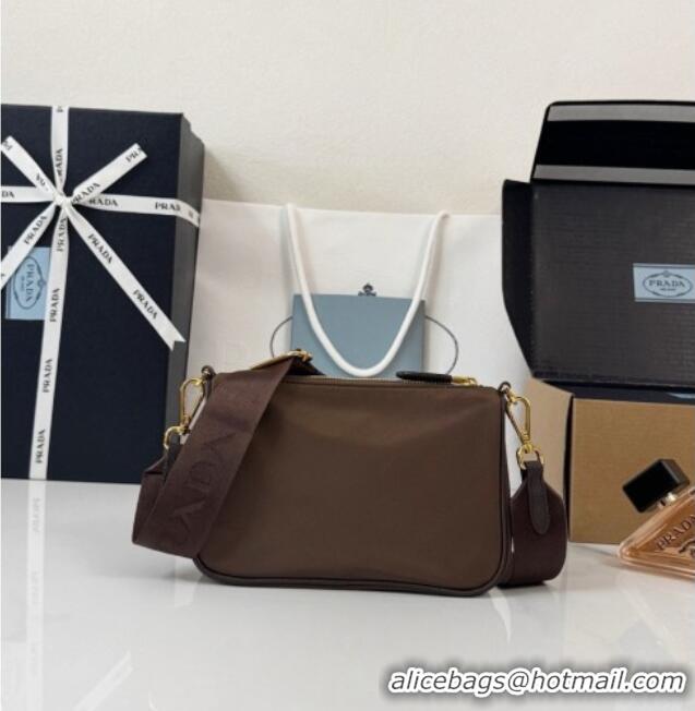 Top Grade Prada Re-Nylon and Saffiano Leather Mini Shoulder Bag 1BH230 Burnt Brown 2026