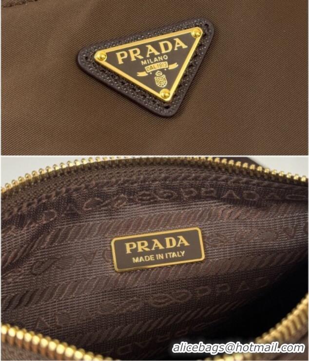 Top Grade Prada Re-Nylon and Saffiano Leather Mini Shoulder Bag 1BH230 Burnt Brown 2026