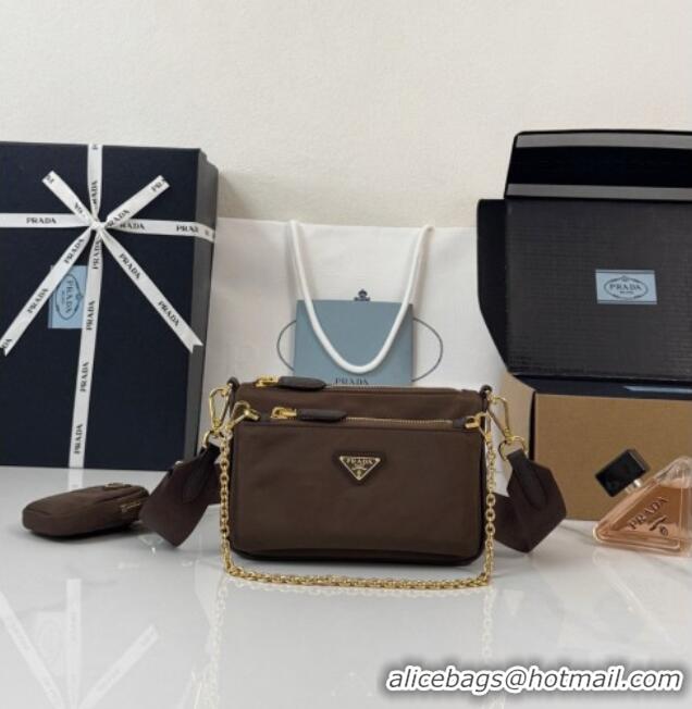 Top Grade Prada Re-Nylon and Saffiano Leather Mini Shoulder Bag 1BH230 Burnt Brown 2026