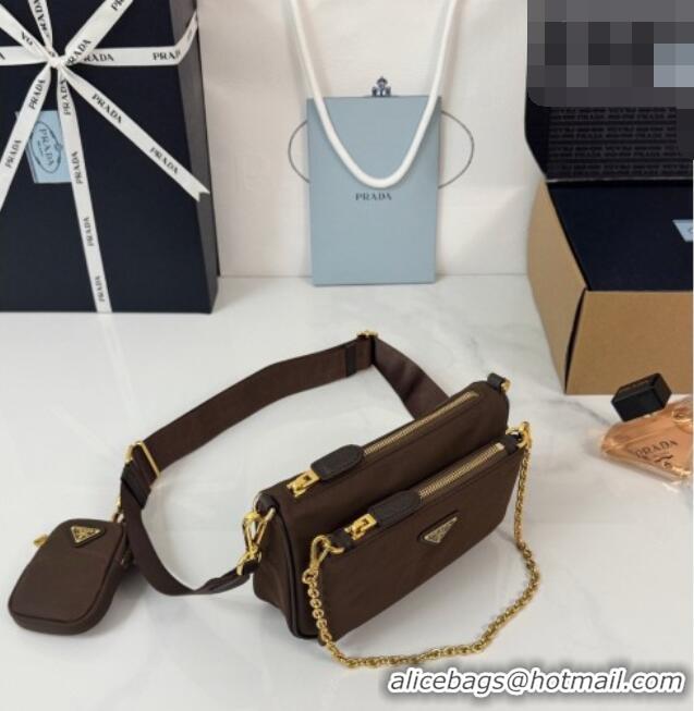 Top Grade Prada Re-Nylon and Saffiano Leather Mini Shoulder Bag 1BH230 Burnt Brown 2026