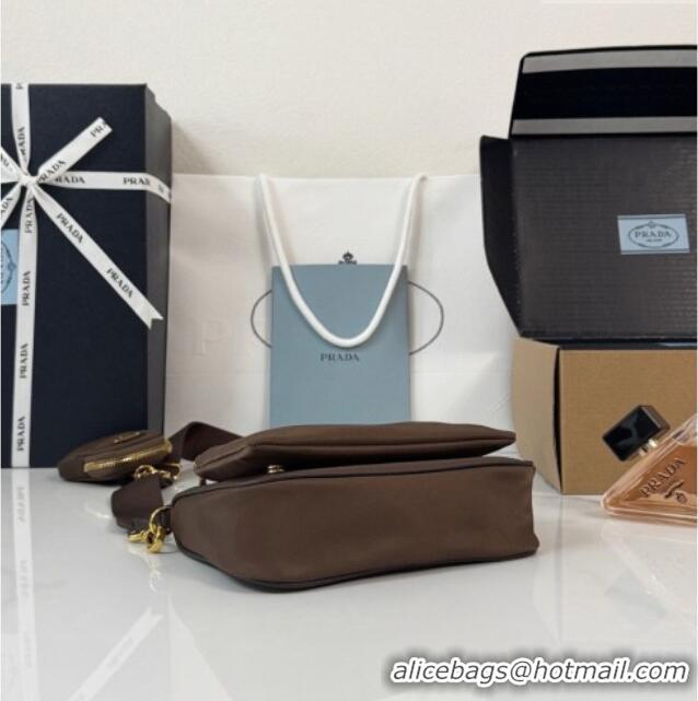 Top Grade Prada Re-Nylon and Saffiano Leather Mini Shoulder Bag 1BH230 Burnt Brown 2026