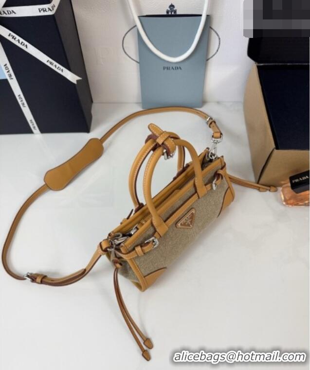 Inexpensive Prada Bonnie Mini Linen Handbag 1BA486 Brown 2026