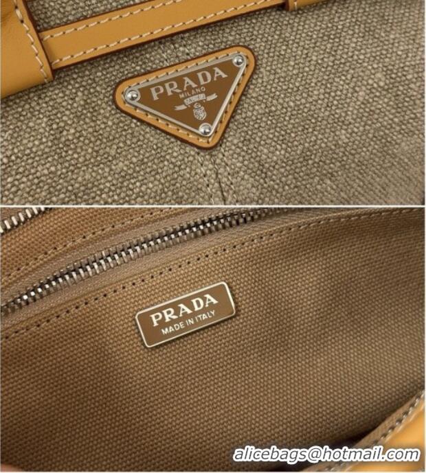 Inexpensive Prada Bonnie Mini Linen Handbag 1BA486 Brown 2026
