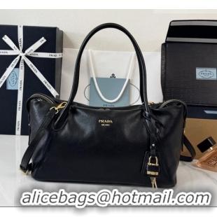 New Cheap Prada Ouvert Large Leather Tote Bag 1BG661 Black 2026