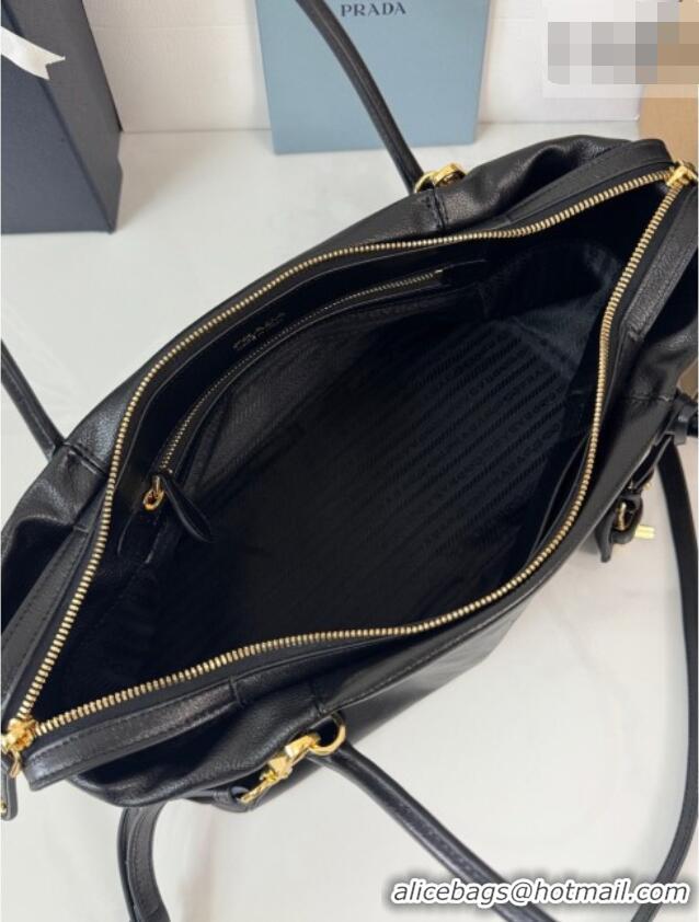 New Cheap Prada Ouvert Large Leather Tote Bag 1BG661 Black 2026