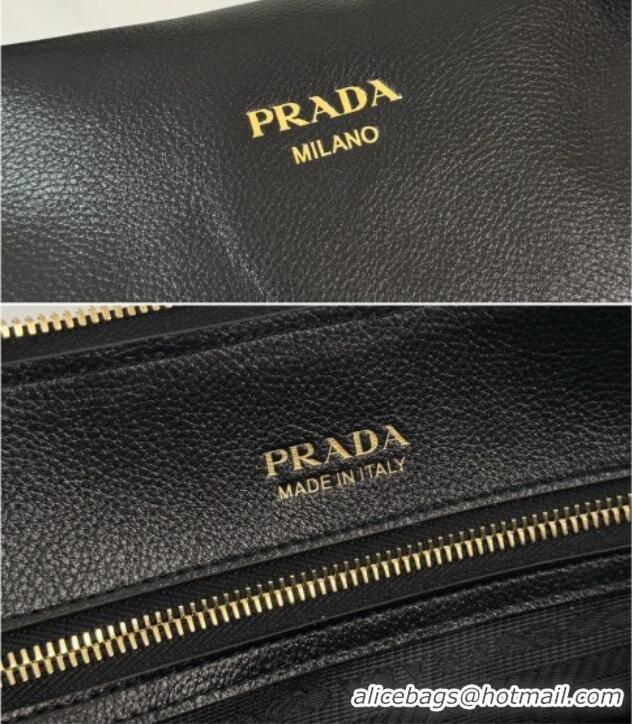 New Cheap Prada Ouvert Large Leather Tote Bag 1BG661 Black 2026