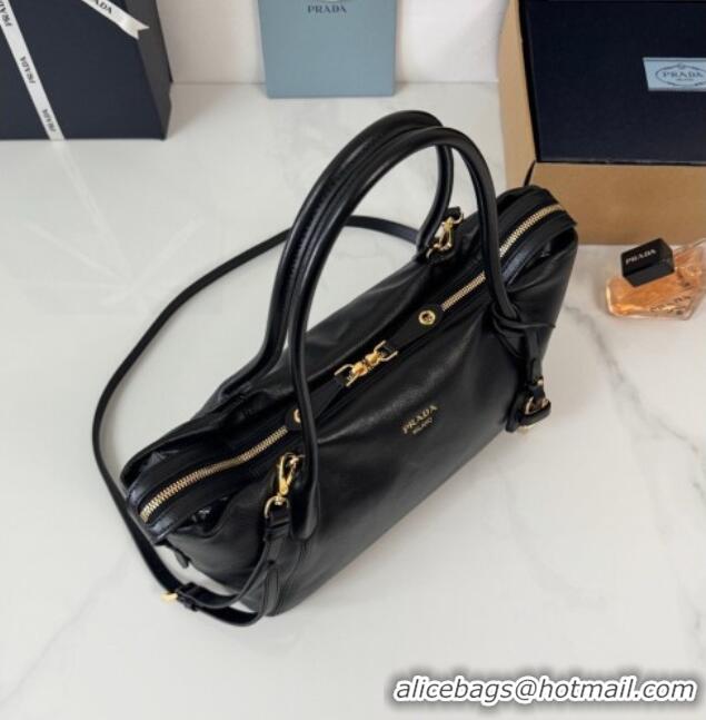 New Cheap Prada Ouvert Large Leather Tote Bag 1BG661 Black 2026