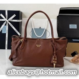 Promotional Prada Ouvert Large Leather Tote Bag 1BG661 Chestnut Brown 2026